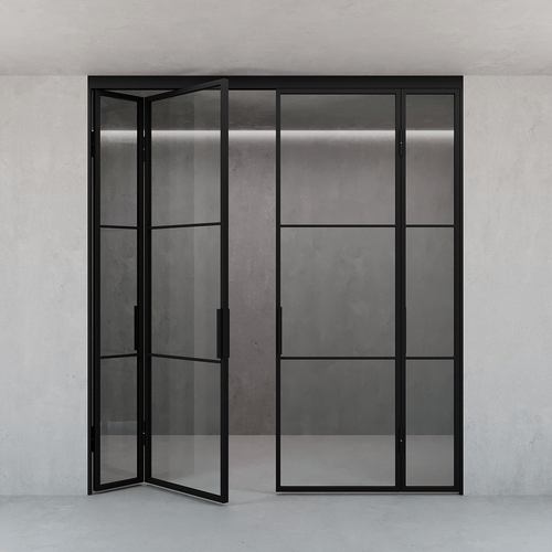 Перегородка-гармошка с бесцветным стеклом CHAIROVIA 205.7 х 260 см