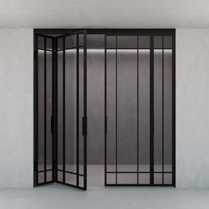 Перегородка-гармошка с осветленным стеклом FLOROVIA