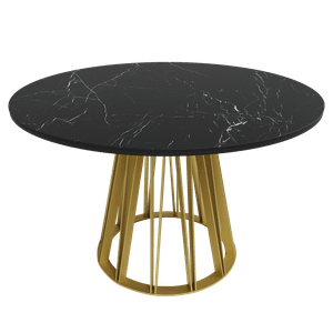 Обеденный стол SUNVIO темный мрамор/золотой D120 см