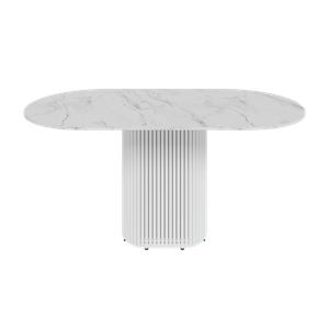 Обеденный стол TRUBIS Wood Oval 160 х 80 см, белый мрамор/белый