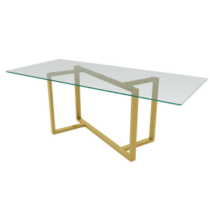 Обеденный стол VETLIX 200 х 90, бесцветное стекло/золотой