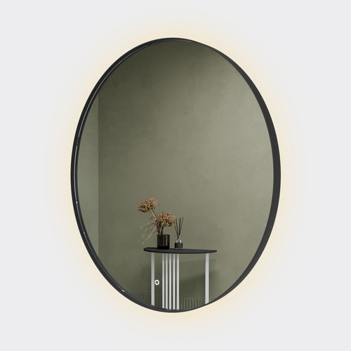 Зеркало в черной раме c подсветкой 3 в 1, RAUNTEL L LED, 100 см