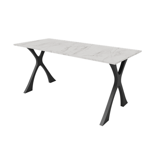 Обеденный стол TEYDOR 160 х 70 см, белый мрамор/черный