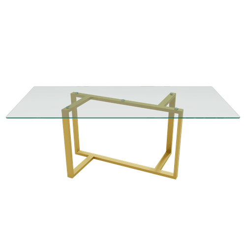 Обеденный стол стеклянный VETLIX 200 х 90, бесцветное стекло/золотой