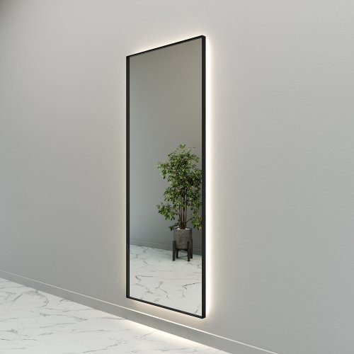 Зеркало в черной раме с нейтральной подсветкой HALFEO XL Slim LED, 200 x 80 см