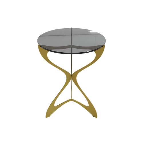 Журнальный стол стеклянный SELMUS D40 см, черный/золотой