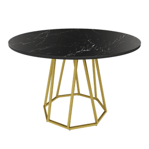 Обеденный стол IKSUM темный мрамор/золотой D120 см