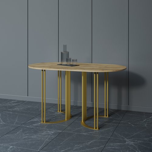 Обеденный стол VIOLUR 140 х 80 см, орех/золотой