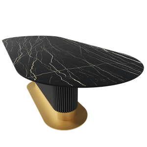 Обеденный стол керамический TUBARIS темный мрамор/черный 250 х 100 см