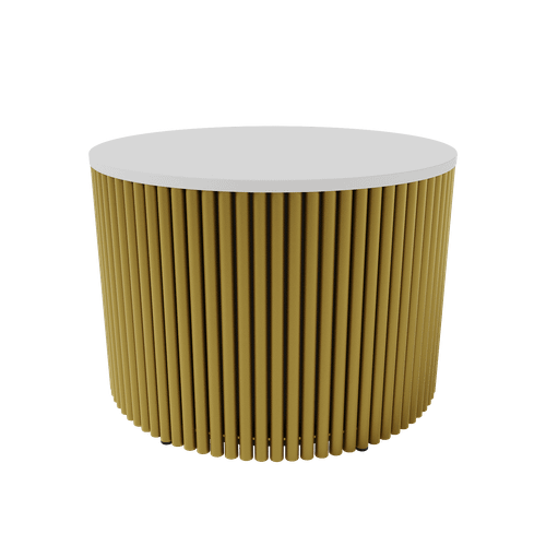 Журнальный столик TRUBIS Wood M D60 см, белый/золотой