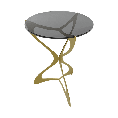 Журнальный стол стеклянный SELMUS D40 см, черный/золотой