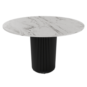 Обеденный стол TRUBIS Wood L D110 см, белый мрамор/черный