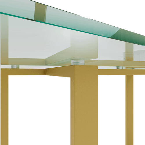 Обеденный стол стеклянный VETLIX 200 х 90, бесцветное стекло/золотой