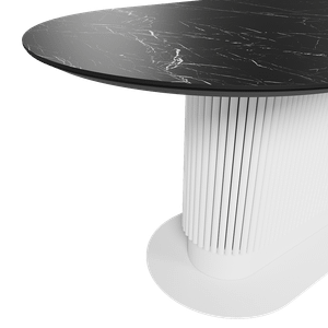 Обеденный стол керамический TUBARIS темный мрамор/белый 200 х 90 см
