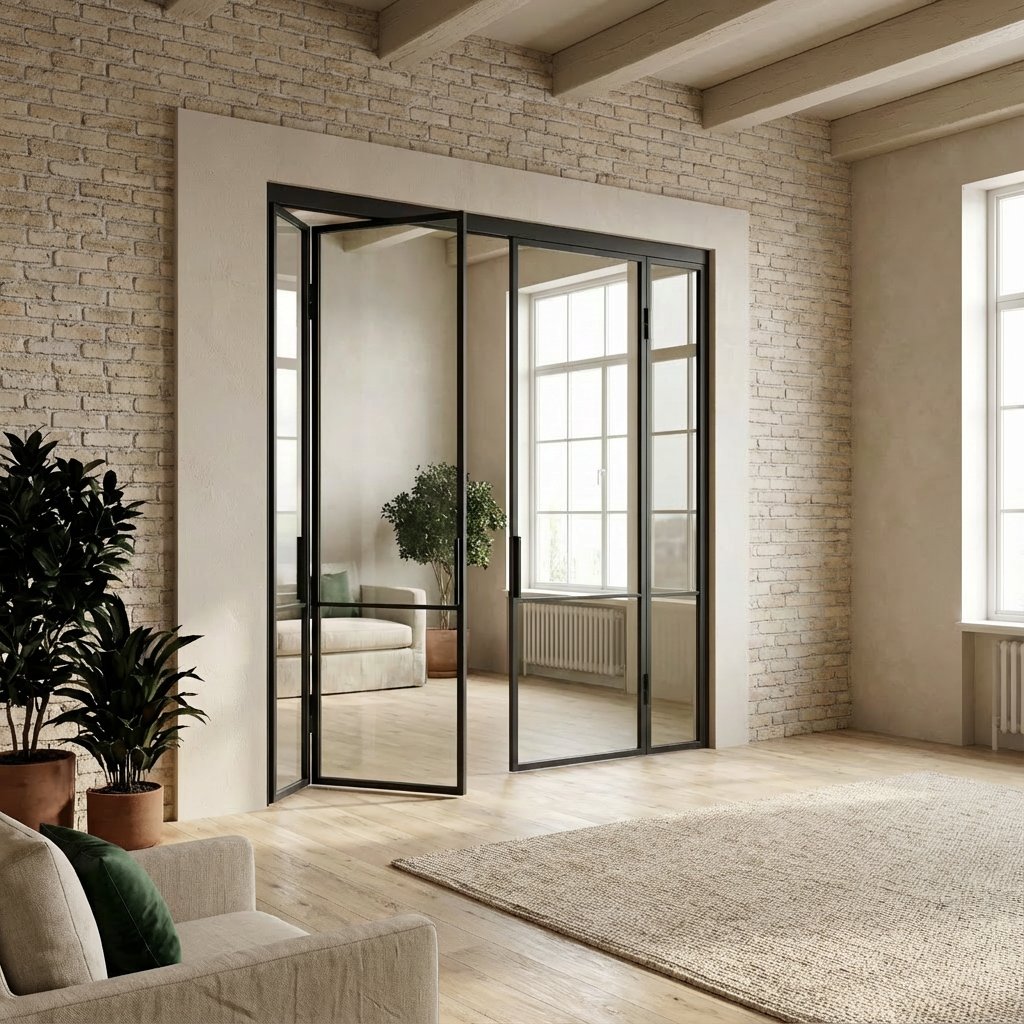 Перегородка-гармошка с бесцветным стеклом DIRONTA 205.7 х 260 см | GENGLASS