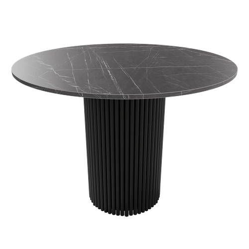 Обеденный стол TRUBIS Wood L D100 см, темный мрамор/черный