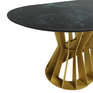 Обеденный стол керамический KALURIS мрамор/золотой 200 х 90 см