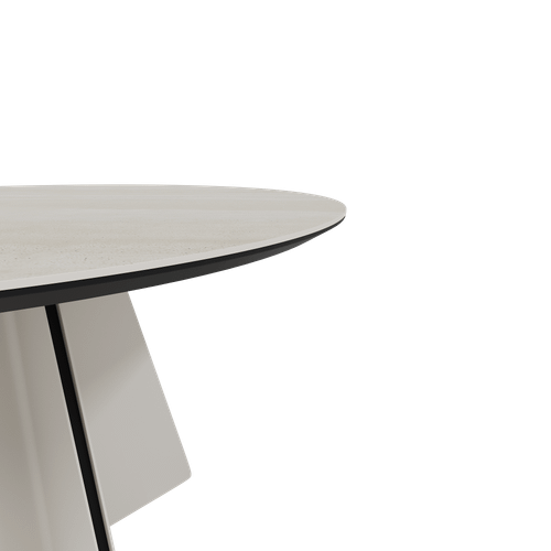 Обеденный стол керамический SELENTI травертин/бежевый, D120 см