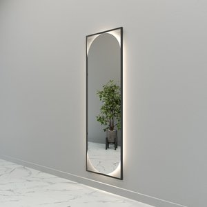 Зеркало в черной раме с нейтральной подсветкой, KVADEN L LED, 180 х 60 см