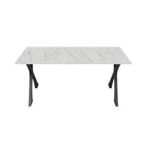 Обеденный стол TEYDOR 160 х 70 см, белый мрамор/черный