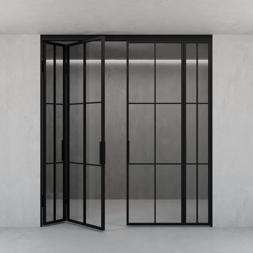 Перегородка-гармошка с бесцветным стеклом BORKUMA 205.7 х 260 см
