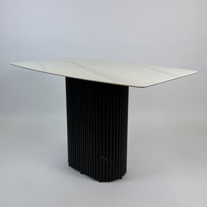 Обеденный стол TRUBIS Wood+Glass с фотопечатью под светлый мрамор, 120 х 71.5 см