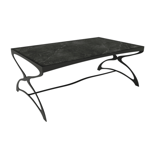 Журнальный стол стеклянный с фотопечатью ZINGEROSO Glass 102 х 62 см, темный мрамор/черный