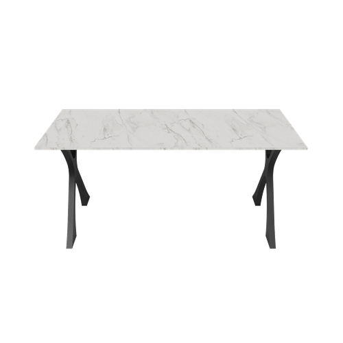 Обеденный стол TEYDOR 160 х 70 см, белый мрамор/черный