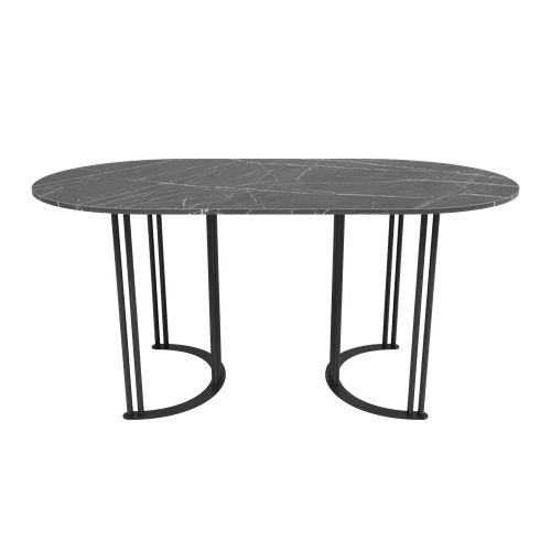 Обеденный стол VIOLUR 160 х 80 см, темный мрамор/черный