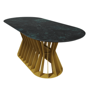 Обеденный стол керамический KALURIS мрамор/золотой 200 х 90 см