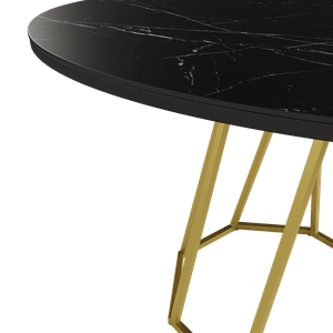Обеденный стол IKSUM темный мрамор/золотой D120 см