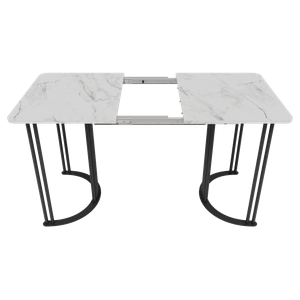 Обеденный раздвижной стол VIOLUR 110/140 х 70 см, белый мрамор/черный