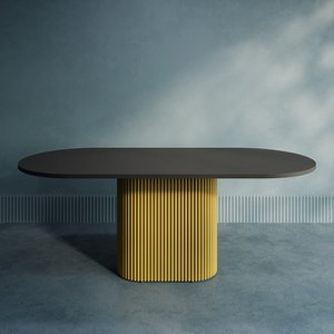 Обеденный стол TRUBIS Wood Oval 200 х 90 см, черный/золотой