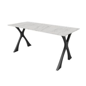 Обеденный стол TEYDOR 160 х 70 см, белый мрамор/черный