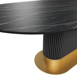 Обеденный стол керамический TUBARIS темный мрамор/черный 250 х 100 см