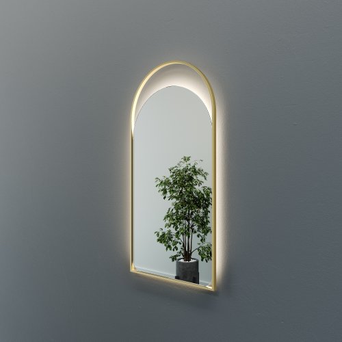 Зеркало в золотой раме с нейтральной подсветкой ARKELO LED, 102 x 52 см