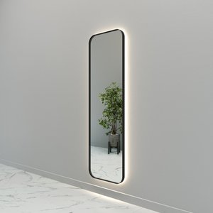 Зеркало в черной раме с нейтральной подсветкой KUVINO L LED, 180 x 55 см