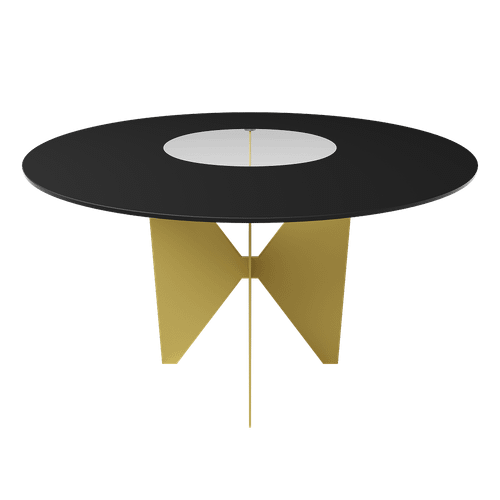 Обеденный стол стеклянный FARFETTO с фотопечатью/золотой D120 см
