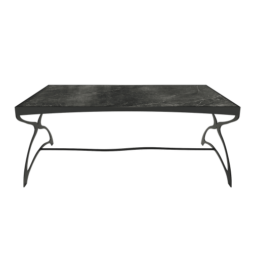 Журнальный стол стеклянный с фотопечатью ZINGEROSO Glass 102 х 62 см, темный мрамор/черный