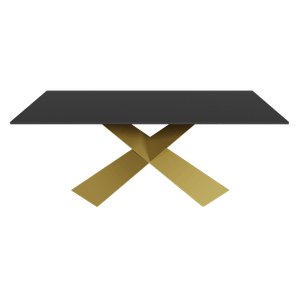 Обеденный стол LINBOW Wood 180 х 90 см, черный/золотой