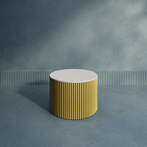 Журнальный столик TRUBIS Wood M D60 см, белый/золотой