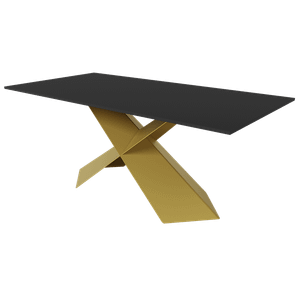 Обеденный стол LINBOW Wood 180 х 90 см, черный/золотой