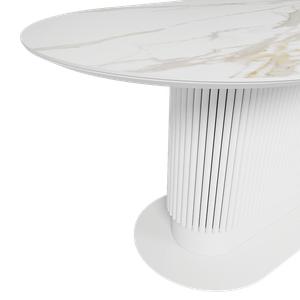 Обеденный стол керамический TUBARIS белый мрамор/белый 220 х 90 см
